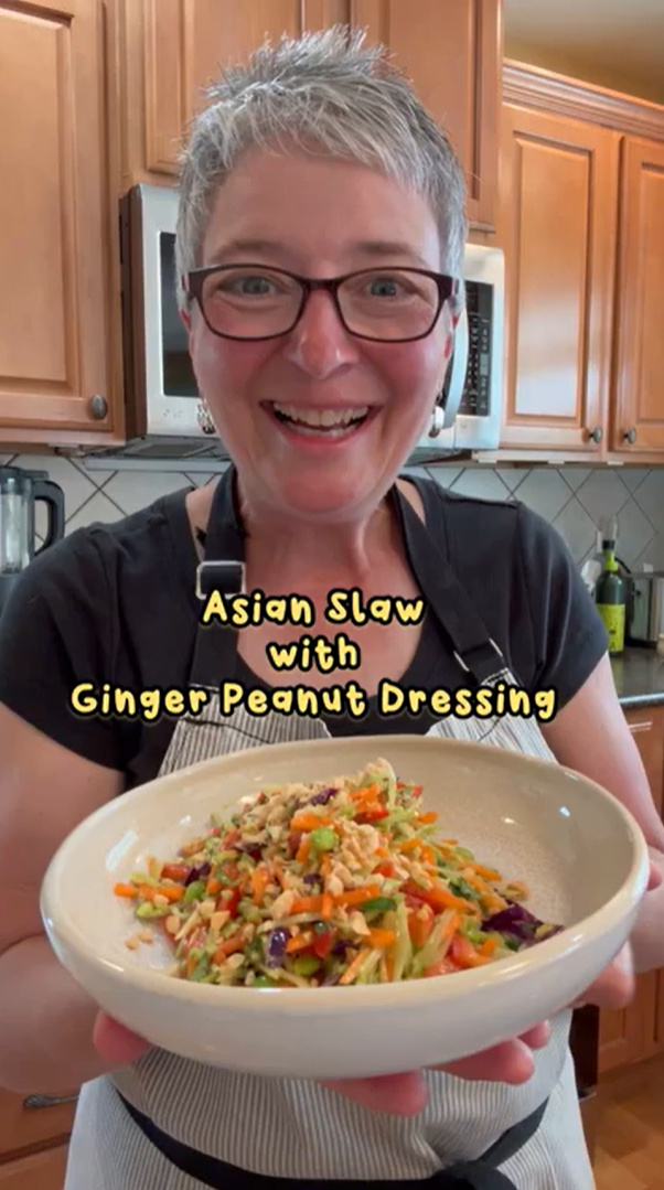 Asian Slaw with Ginger Peanut Dressing (A Fresh & Healthy Main Dish Salad)