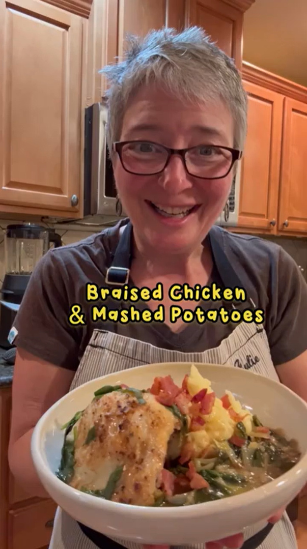 Braised Chicken with Bacon, Leeks & Mashed Potatoes (A Restaurant-Worthy Comfort Food Dinner)