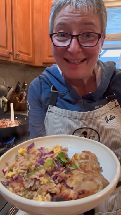 Easy Teriyaki Chicken Thighs in the Air Fryer with Homemade Vegetable Fried Rice